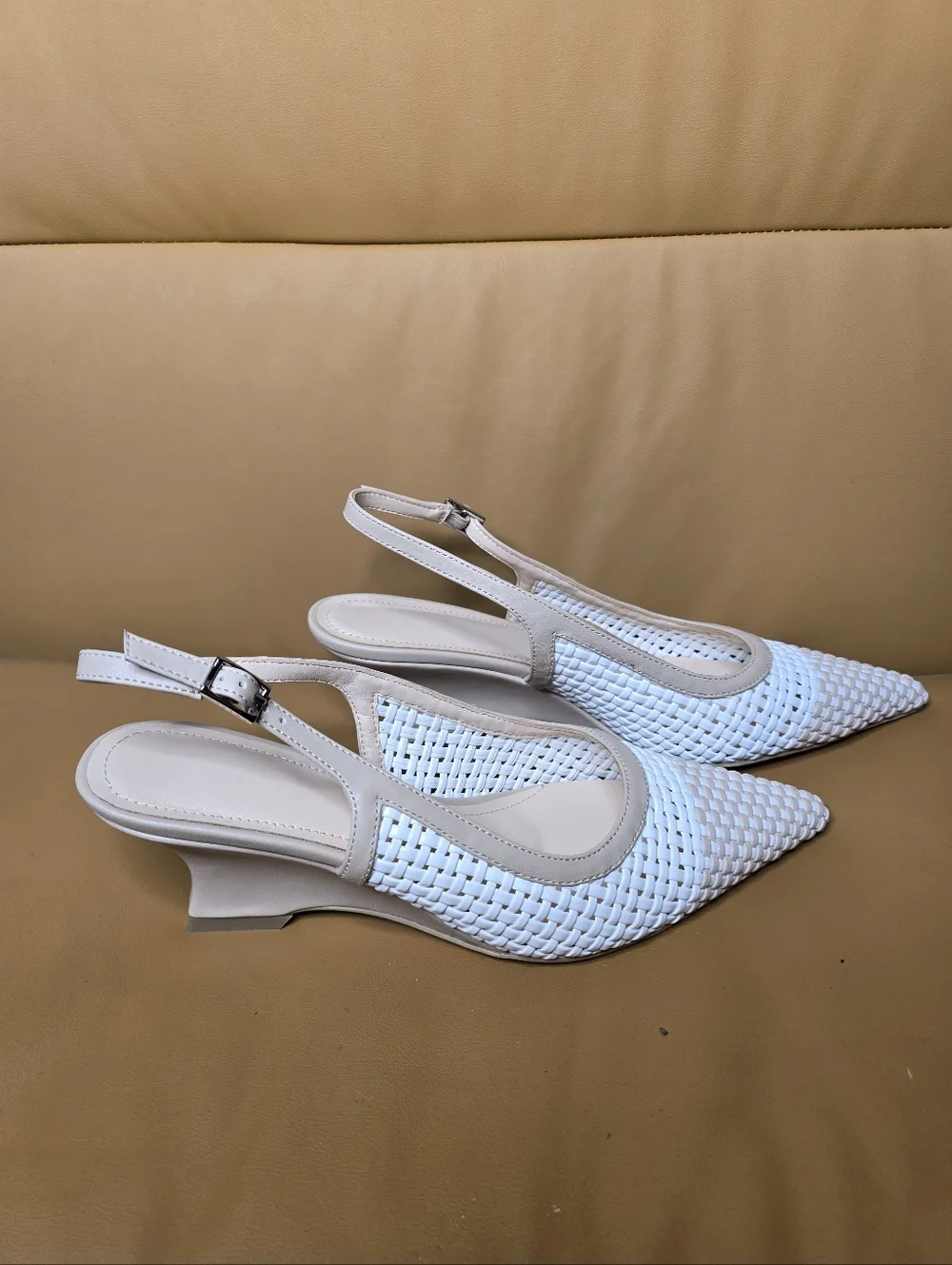 NWT! Women's Woven Slingback Heeled Wedges Sz. 7